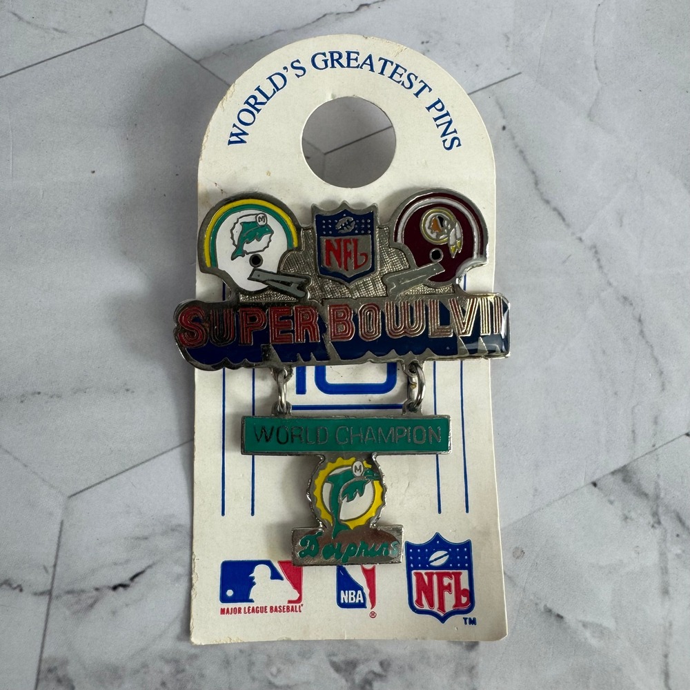 Vintage Super Bowl VII Pin Miami Dolphins vs Washington World Championship